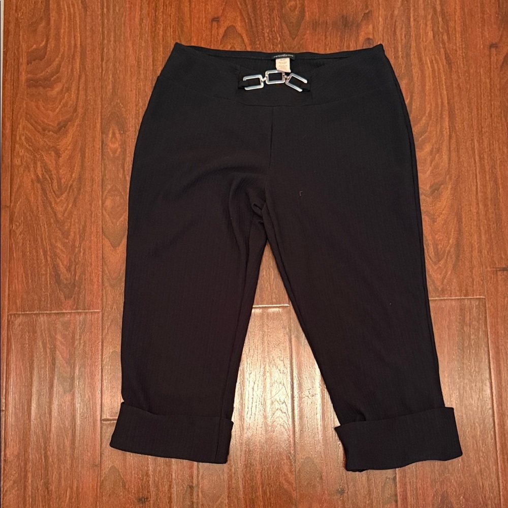 Perceptions Black Pants with Silver Buckle